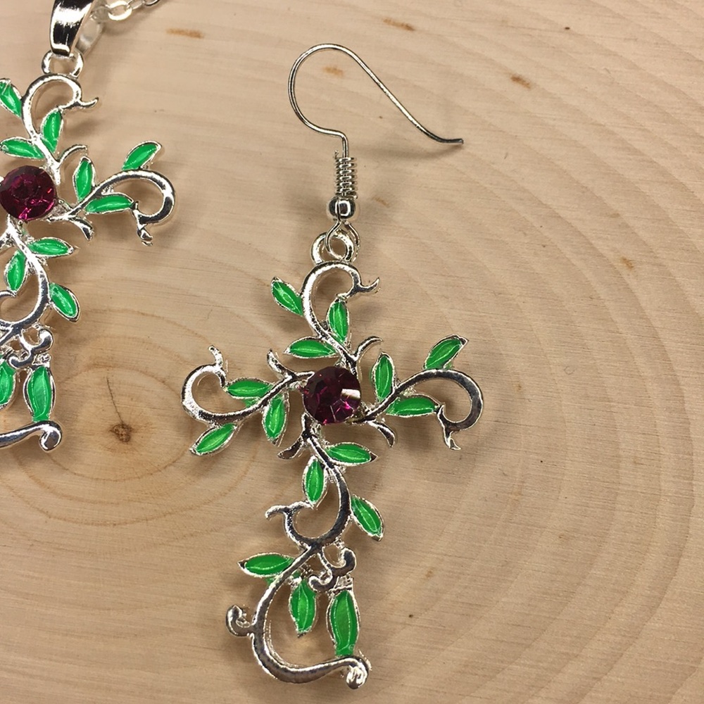 CROSS EARRINGS AND NECKLACE SET ( S1 ) - Picture 8 of 10
